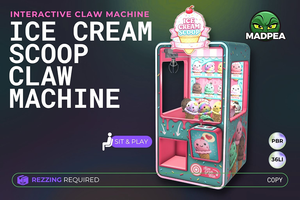Ice Cream Scoop Claw Machine- In-World Ad