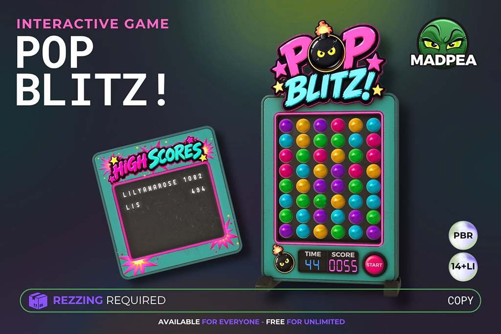 MadPea Pop Blitz! Rezzable Version - In-World Ad