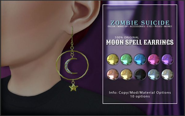 zombie suicide - moon spell earrings pic